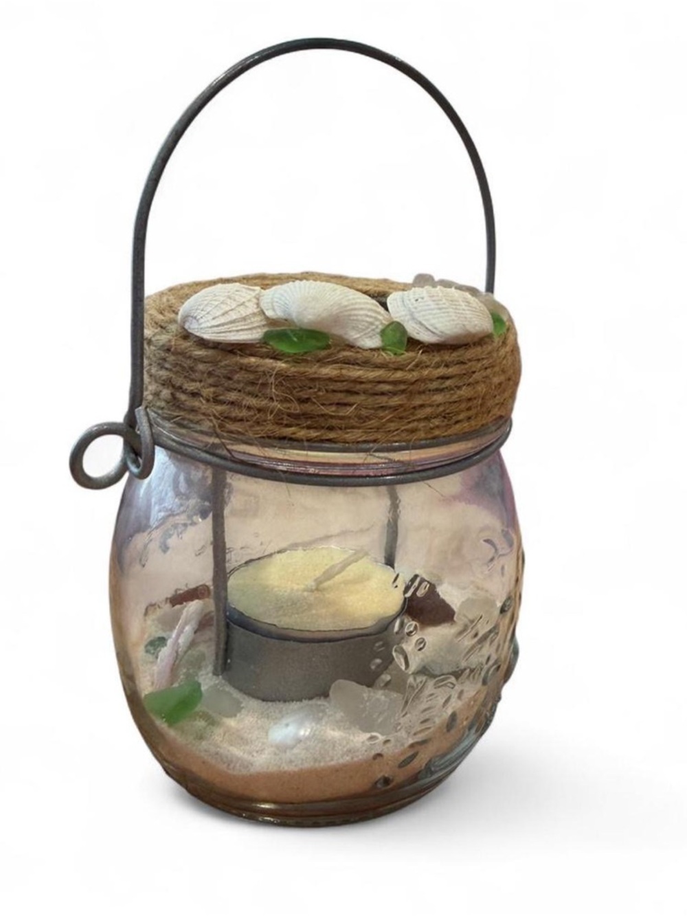 Seashell & Twine Glass Candle Holder